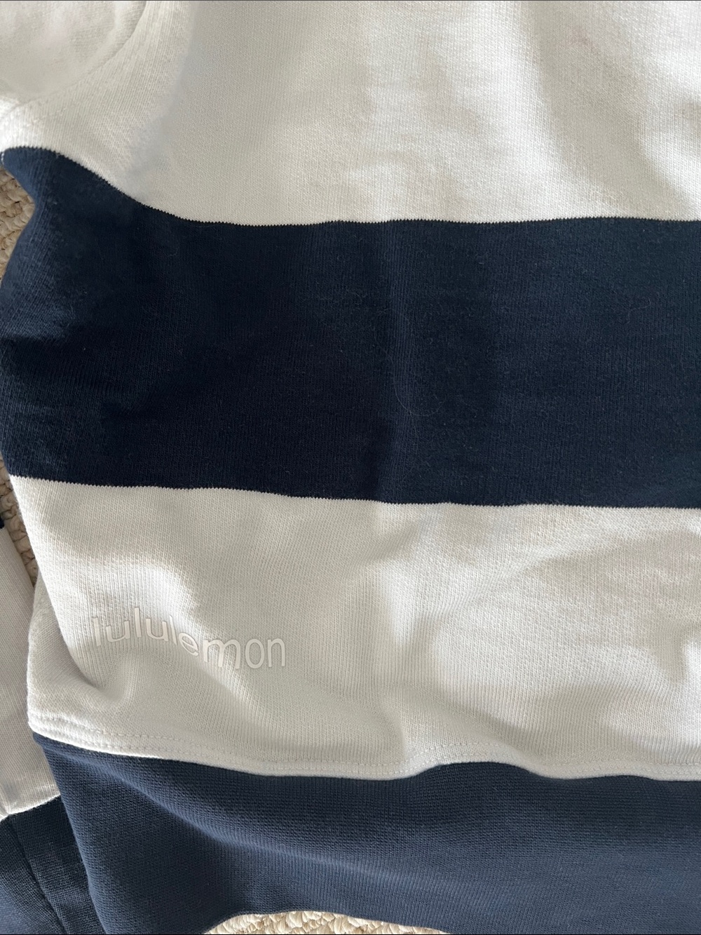 Lululemon Women’s Wide Stripe Crewneck Cropped Sweatshirt - Navy & White - Picture 3 of 3